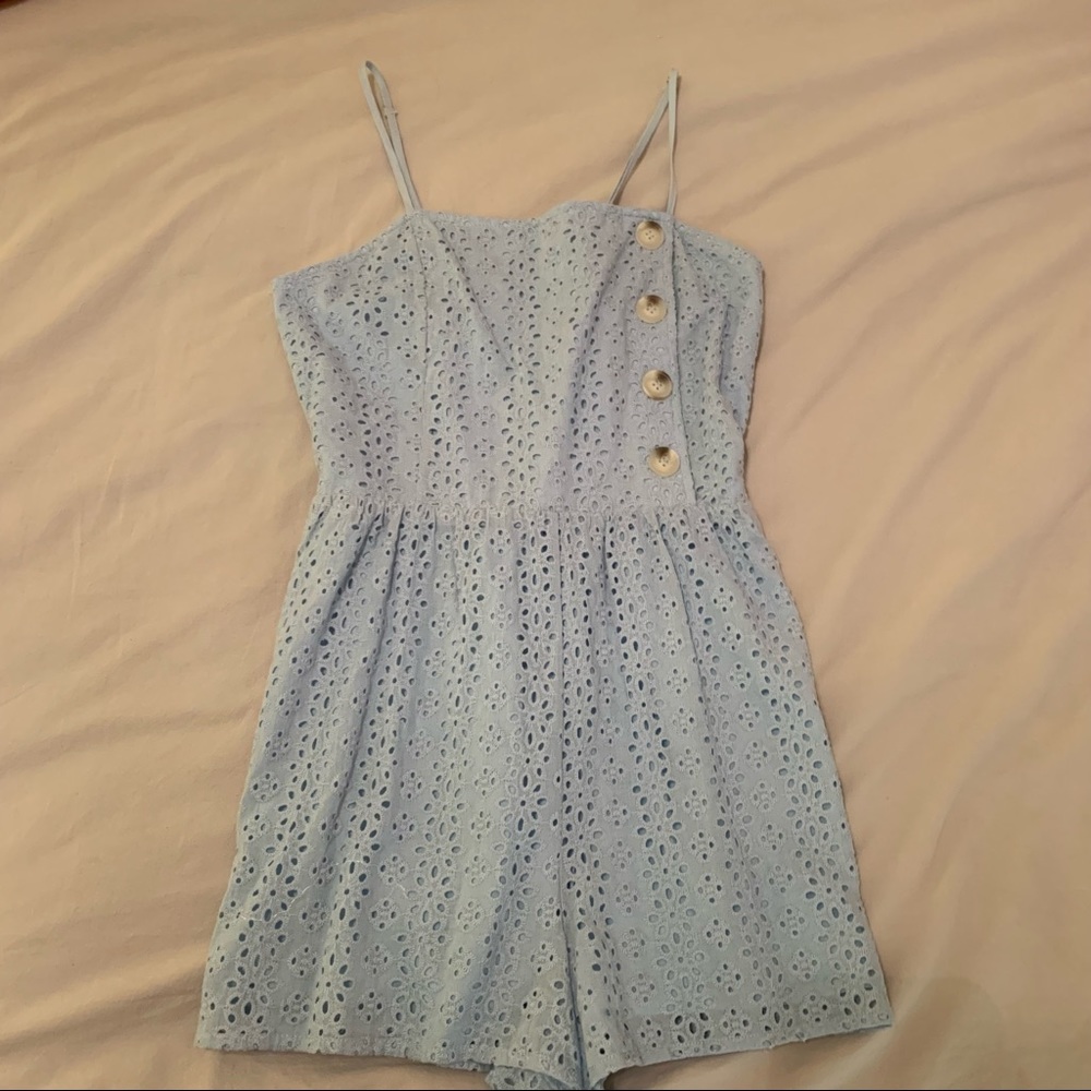 Blue eyelet romper